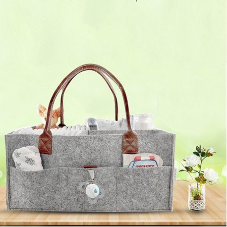 Patpat Large Cloth Storage Capacity Diaper Bag Foldable Baby Large Size Diaper Caddy, Gray