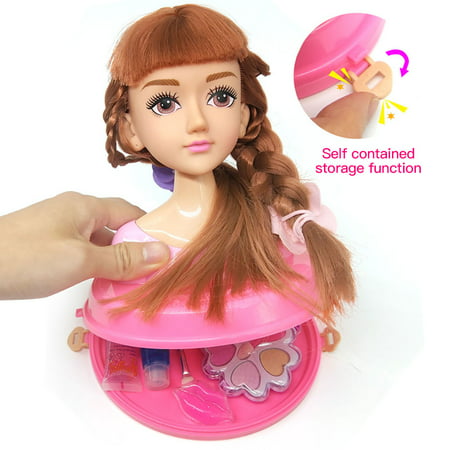 Firlar Kids Dolls Styling Head Makeup Comb Hair Toys For 3-6 Years Doll Set Pretend Play Princess Dressing Play Toys For Little Girls Makeup Learning Ideal Present, A1