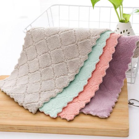 FYCONE Dishcloth Microfiber Coral Velvet Cloths Reusable Double-sided Cleaning Cloths for Kitchen Non-stick Oil Hand Towel Household