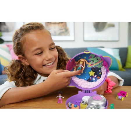 Polly Pocket Saturn Space Explorer Compact, 2 Micro Dolls & Accessories