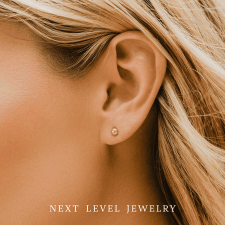 14K Gold Polished Ball Gold Stud Earrings 3MM-8MM, Available in Yellow, White, & Rose, 14K Gold Earrings, Next Level Jewelry
