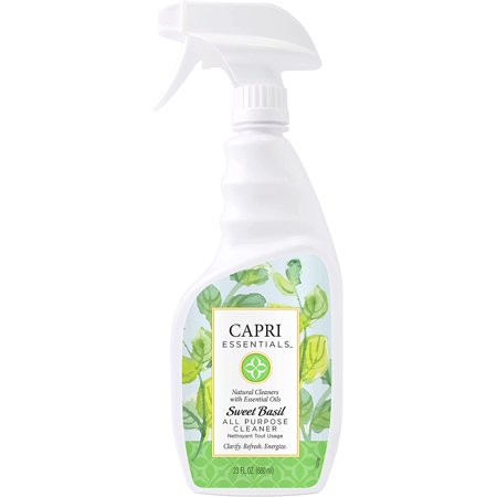 Capri Essentials Sweet Basil All Purpose Cleaner Spray ? Essential Oils Surface & Glass Cleaner ? Herbal Scented Household Cleaning Supplies ? All Natural Cleaning Products, 23 Ounces - Pack Of 2.