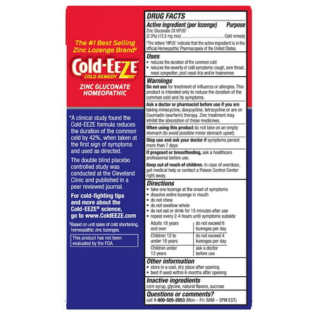 Cold-EEZE Cold Remedy Zinc Lozenges, Natural Cherry, Cold Relief, 25 Ct