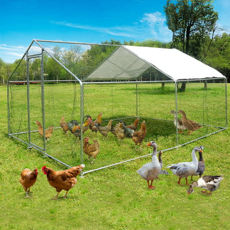 10x10ft Walk in Large Metal Chicken Coop Run Backyard Hen House Poultry Rabbit Cage, 10" x 10" Sharpe