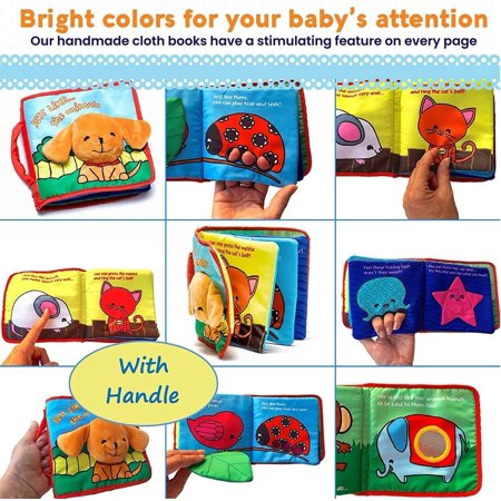 ToBeReadyForLife Just Like the Animals, Soft Baby Book, Non-Toxic, Handcrafted, Machine Washable, Touch and Feel Activity for Early Learning, Cloth Baby Teether for Boys and Girls