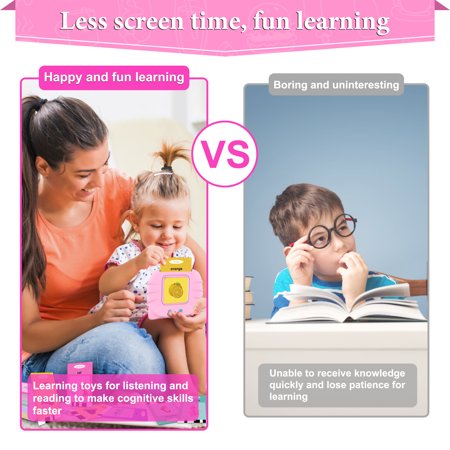 MAGOTAN Talking Flash Cards Learning Toys for 1-6 Years Old Boys Girls, Educational Toddlers Toys for Kids,Speech Therapy Toys Autism Toys Christmas Birthday Gifts for Toddler Boys Girls (Pink)Pink,