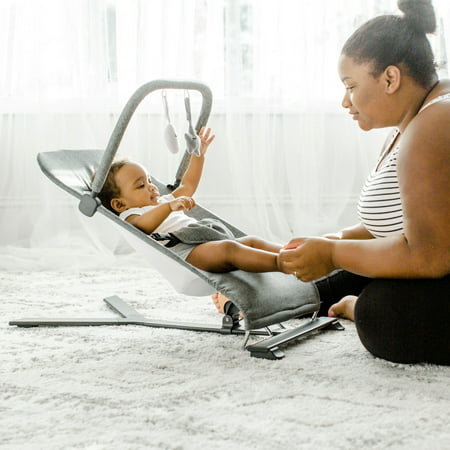 Baby Delight Go With Me Alpine - Deluxe Portable Bouncer in Charcoal Tweed - For Use 0-6 Months or up to 20lbsGray,