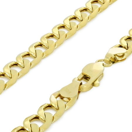 Nuragold 10k Yellow Gold 5.5mm Cuban Curb Link Chain Pendant Necklace, Mens Womens with Lobster Clasp 18" - 30"