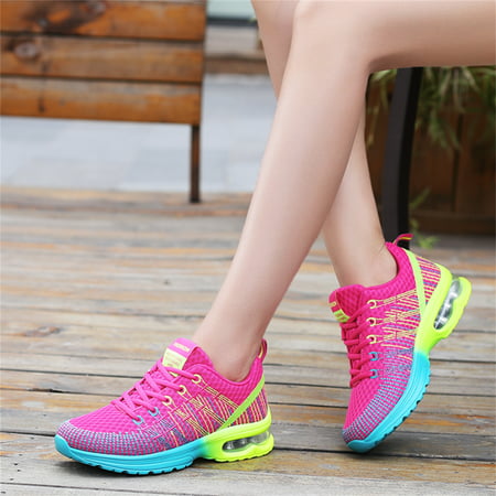 Tvtaop Fashion Sneaker for Women Breathable Athletic Air Cushion Running Shoes Lightweight Sport Gym Walking Shoes, Red, 7