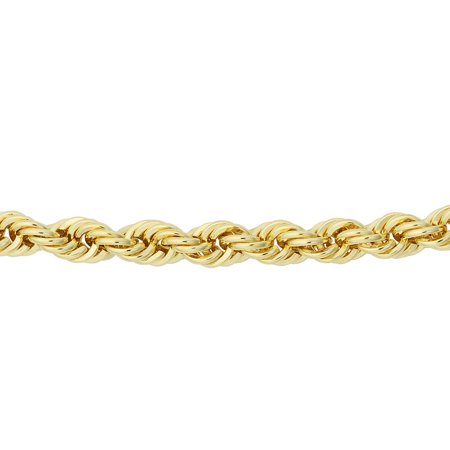 SuperJeweler 3.3mm Rope Chain Bracelet, 7 1/2 Inches, Yellow Gold For Women and Men