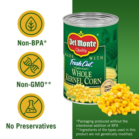 (4 Cans) Del Monte Whole Kernel Canned Corn, 15.25 oz