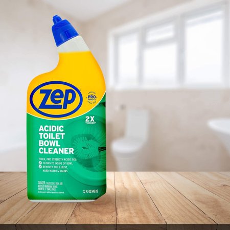 Zep New Acidic Toilet Bowl Cleaner 32 Ounces ZUATBC324 Pack 4 2x thicker than before. linging Formula, 32 Fl Oz Pack of 4