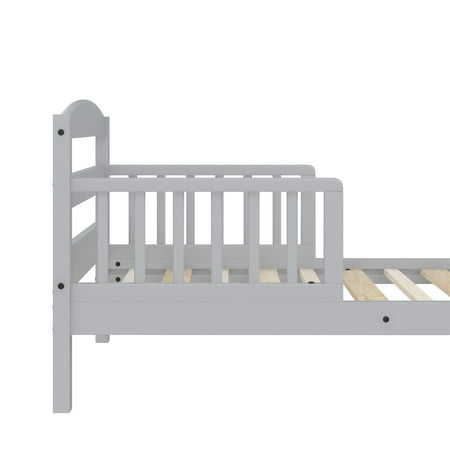 Baby Relax Jackson Kids Wood Toddler Bed with Safety Guardrails, Light GrayLight Gray,