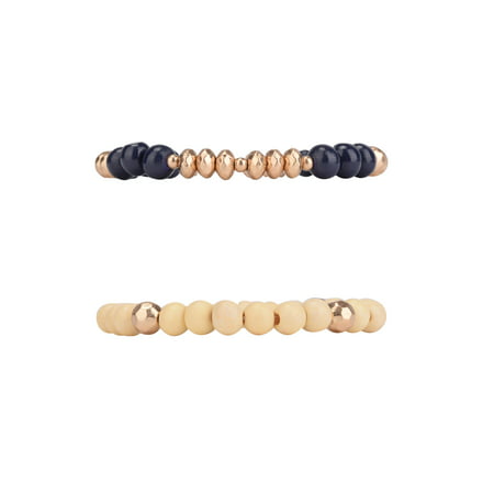 The Pioneer Woman Blue and Gold Beaded Adjustable Bracelet Set, 4 Pack