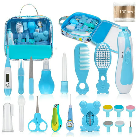 Baby Healthcare Kit, 23 in 1 Newborn Nursery Health Care Set for Newborn Infant Toddlers Baby Boys Girls Kids Haircut Tools (0-3 Years+) - BlueBlue,