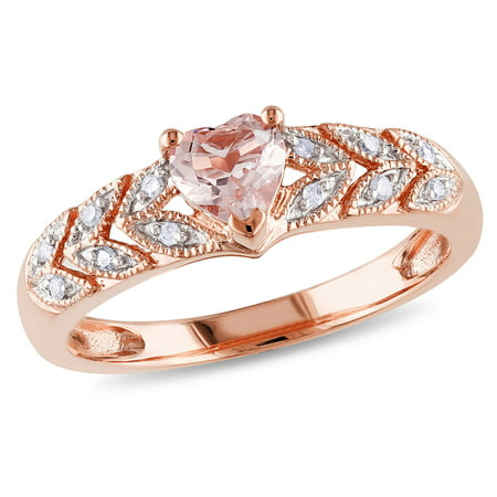 Miabella Women's 1/2 Carat T.G.W. Heart-Cut Morganite and Diamond Accent 10kt Rose Gold Vintage Ring, 4
