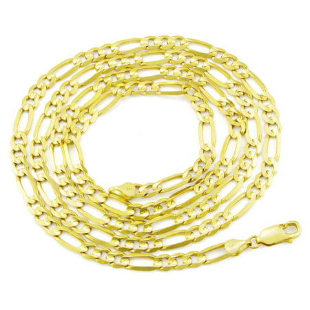 Nuragold 10k Yellow Gold 5.5mm Figaro Chain Link Pendant Necklace, Mens Womens with Lobster Clasp 18" - 30"