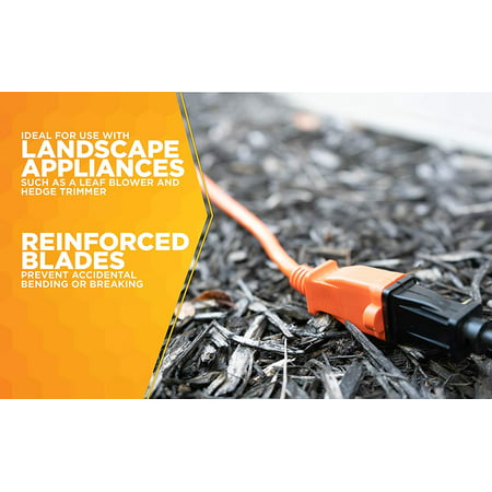 Woods 0723 16/2 SJTW General Purpose Extension Cord, Medium Duty, Ideal for Landscaping and Powering Appliances, Water Resistant Flexible Vinyl Jacket, Durable Molded Plug, 50 Foot, Orange