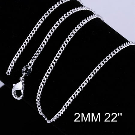 Womens Sterling Silver Fine Curb Chain Necklace Neck Chain Size16/18/20/22/24, 16