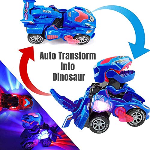 Transforming Dinosaur Toys, Transform Car Toys with LED Light and Music Automatic, Transforming Dinosaur Toys Car for 3 4 5 6 Year Old Boys Girls Christmas Birthday Gifts