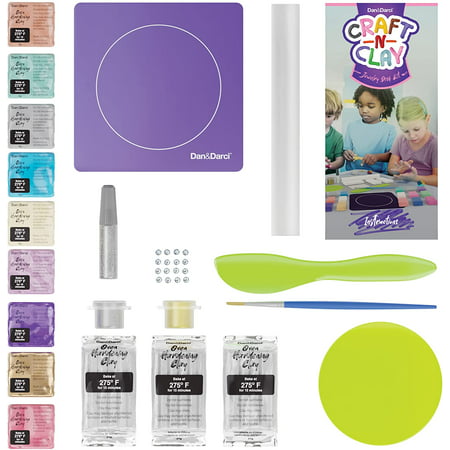 Dan&Darci Craft 'n Clay - Jewelry Dish Making Kit for Kids and Tween Girls Age 8-14 Year Old - Best DIY Arts & Crafts Gift - Girl Birthday Gifts Ideas - Art Projects Kits