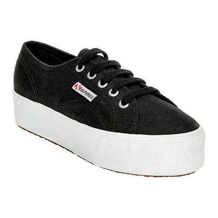 Superga Women's 2790 Lace-up Platform Canvas Sneaker, Black, 10