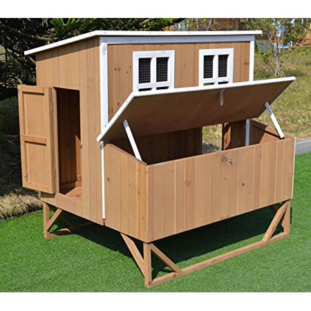 Large Wood Chicken Coop Hen House 4-8 Chickens 4 Nesting Box