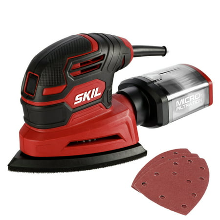 SKIL Corded Detail Sander, Includes 3pcs Sanding Paper and Dust Box, SR250801