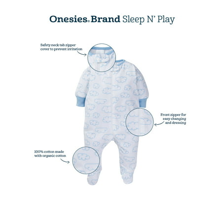 Onesies Brand Newborn Baby Girl Sleep 'N Play Footed Pajamas, 4-Pack, Bunny, 6-9 Months