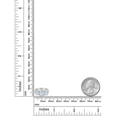 2.90 Ct Round White Topaz Gemstone Birthstone 925 Sterling Silver 3-Stone Ring (Available in size 5, 6, 7, 8, 9), White Topaz, 5
