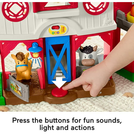 hisevxus Little People Farm Toy, Toddler Playset with Lights Sounds and Smart Stages Learning Content, Frustration-Free Packaging