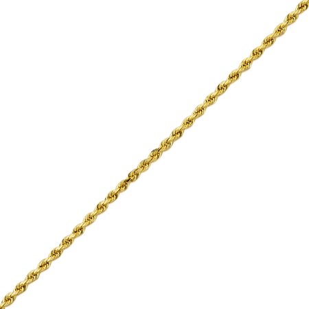 LoveBling 10K Yellow Gold 2mm Diamond Cut Rope Chain Necklace with Lobster Lock (20"), 2 mm