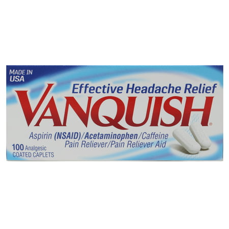 3 Pack - Vanquish Pain Reliever Effective Headache Relief, 100 Caplets Each