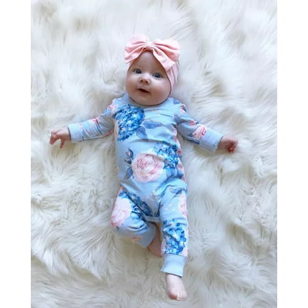 Canis Newborn Infant Kid Baby Girl Bodysuit Romper Jumpsuit Outfit Clothes Set, Blue, 0-6 Months