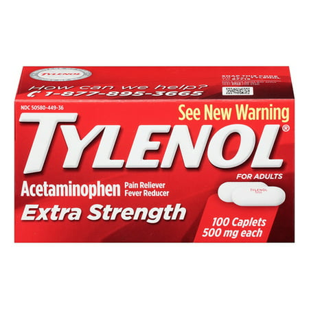 Tylenol Extra Strength Caplets For Adults - 100 Ea