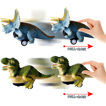 CYURMJUN Dinosaur Toys Pull Back Cars Vehicle for Kids, 6 Dinosaurs Eggs Toy, 6BPack