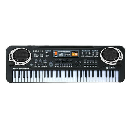 Maboto 61 Keys Digital Piano Keyboard, Kids Electronic Piano Toy with Microphone Education Musical Instrument Gift, BlackBlack,