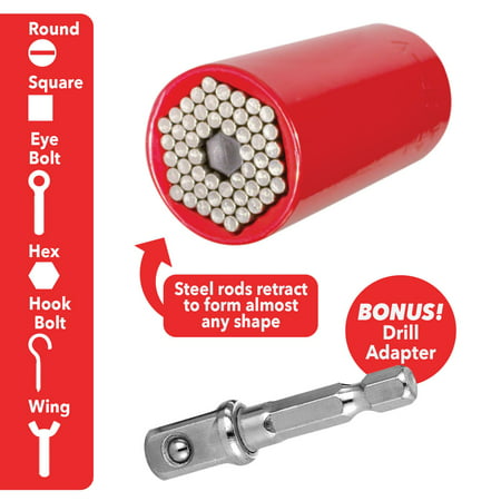 Red Dog Socket AS-SEEN-ON-TV w/ Bonus Drill Adapter Use with Most Socket Wrenches & Power Drills