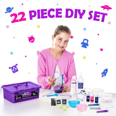 Original Stationery Mini Galaxy Slime Kit with Glow in The Dark Slime Powder to Make Glitter Slime & Galactic Slime Kit for Girls 7+