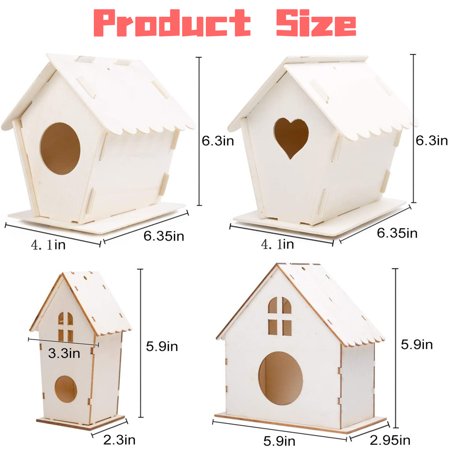 Sytle-Carry 4 Pack Bird House Kit DIY Birdhouse Kits Kids Arts and Crafts Wooden Arts and Crafts Kits Gift for Toddlers