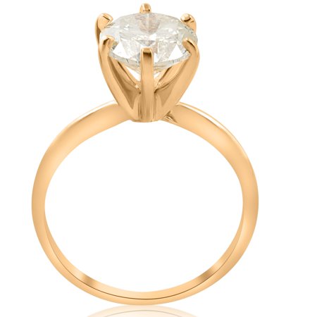 2 1/2 ct Round Solitaire Diamond Engagement Ring 14k Yellow Gold, Yellow Gold, 6.5