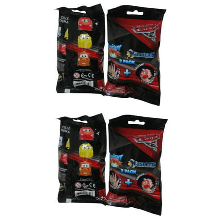 Disney Cars 3 Squishy Pops Mash ' Ems Soft Toy Car Blind Pack w/ Mini Pitty - (Lot of 4 Random Packs)