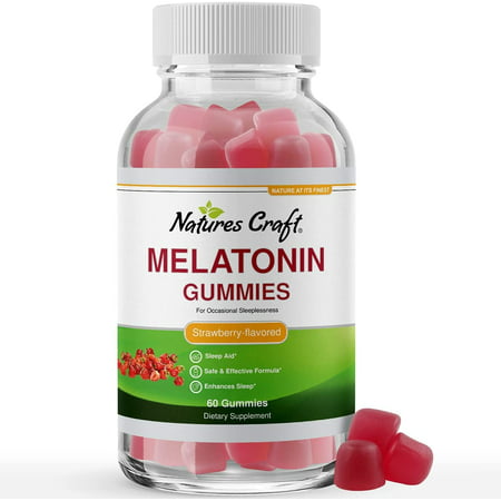 Melatonin Gummy Vitamins 5mg - Pure Melatonin Gummies for Adults - Natural Sleep Aid and Insomnia Relief - Nature's Craft 60 Gummies Deep Sleep Supplement