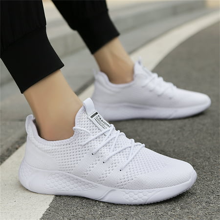 Damyuan Mens Running Shoes Athletic Sport Casual Walking Shoes Fashion Sneakers Lightweight Breathable Mesh Soft Sole, White, 10
