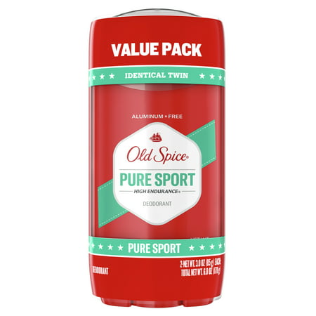 Old Spice High Endurance Deodorant for Men, Aluminum Free, Pure Sport, 3.0 oz, 2 Pack