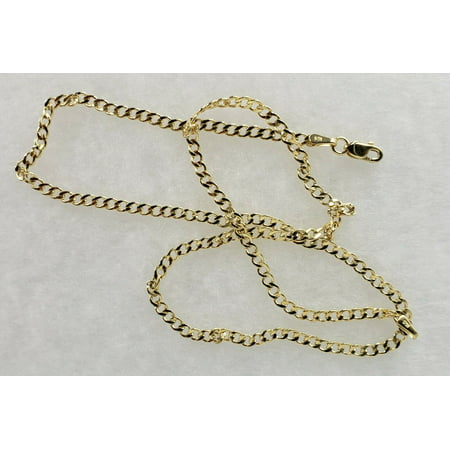 10K Yellow Gold Cuban Curb Chain Necklace 16"- 30" Link Chain 2.5mm-7mm (18",2.5mm)