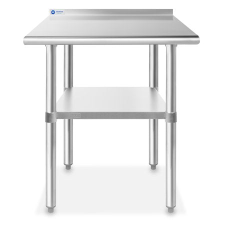 Gridmann NSF Stainless-Steel Commercial Kitchen Prep & Work Table with Backsplash - 30 x 24 Inches, 30 in Long x 24 in Deep