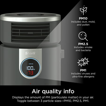 Shark 3-in-1 Air Purifier, Heater & Fan with NanoSeal HEPA, Cleansense IQ, Odor Lock, for 500 Sq. Ft, Grey, HC452, Gray