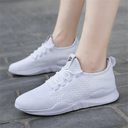 Tvtaop Womens Slip ons Sneakers for Walking Comfort Casual Shoes Breathable Mesh Running Workout Shoes Footwear, White, 7
