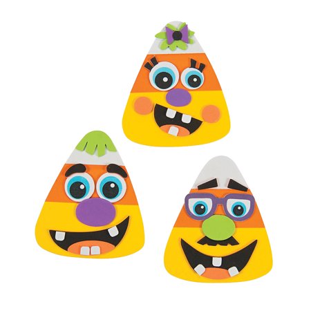 Goofy Face Candy Corn Magnet Craft Kit - Halloween - Stationary Craft Kits - 12 Pieces
